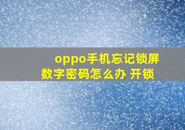 oppo手机忘记锁屏数字密码怎么办 开锁